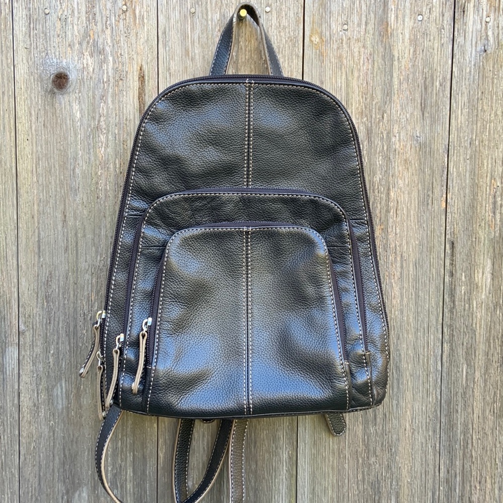 Tignanello Black Leather Backpack